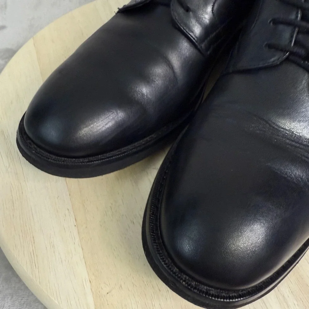 CLARKS COLLECTION Men's Shoes Sz 9M Black Leather Plain-Toe Derby Oxford Lace-Up